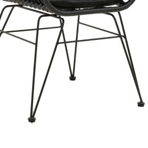 Garden chair with armrests Naoki with cushion artificial Pe rattan black metal 55x58x79cm