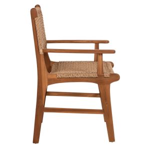 Garden chair with armrests Nesha ημ9786 made of solid teak wood with woven rattan rope 57x57x86cm