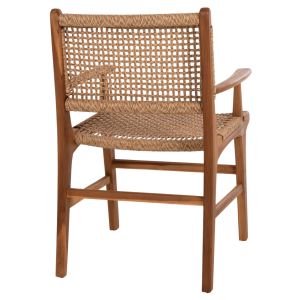 Garden chair with armrests Nesha ημ9786 made of solid teak wood with woven rattan rope 57x57x86cm