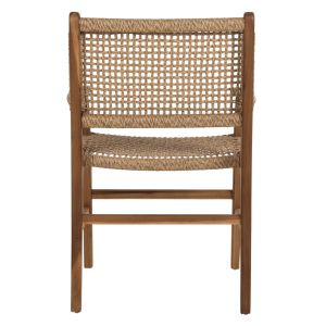 Garden chair with armrests Nesha ημ9786 made of solid teak wood with woven rattan rope 57x57x86cm
