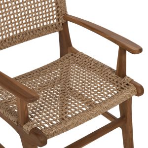 Garden chair with armrests Nesha ημ9786 made of solid teak wood with woven rattan rope 57x57x86cm