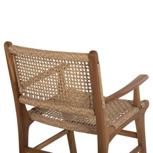 Garden chair with armrests Nesha ημ9786 made of solid teak wood with woven rattan rope 57x57x86cm