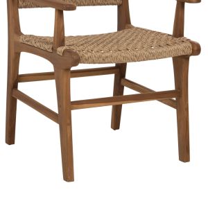 Garden chair with armrests Nesha ημ9786 made of solid teak wood with woven rattan rope 57x57x86cm