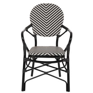 Garden chair with armrests aluminum - textile color black-white 56x59x94.5hcm Hm5928.01