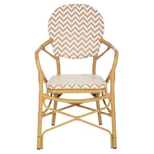 Garden chair with armrests aluminum-textile color beige-white 55x58x95hcm Hm5928,03