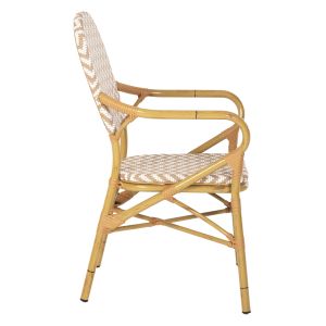 Garden chair with armrests aluminum-textile color beige-white 55x58x95hcm Hm5928,03