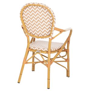 Garden chair with armrests aluminum-textile color beige-white 55x58x95hcm Hm5928,03