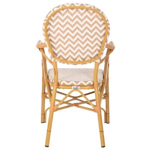 Garden chair with armrests aluminum-textile color beige-white 55x58x95hcm Hm5928,03
