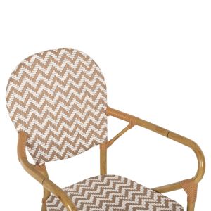 Garden chair with armrests aluminum-textile color beige-white 55x58x95hcm Hm5928,03