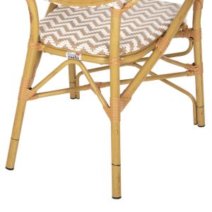 Garden chair with armrests aluminum-textile color beige-white 55x58x95hcm Hm5928,03