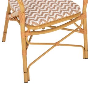 Garden chair with armrests aluminum-textile color beige-white 55x58x95hcm Hm5928,03