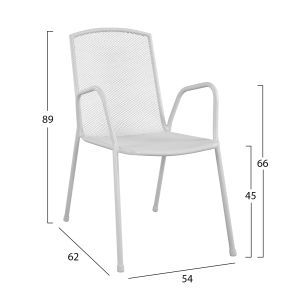Garden chair with armrests metal white 54x62x89 cm Hm5005.02