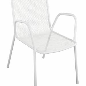 Garden chair with armrests metal white 54x62x89 cm Hm5005.02