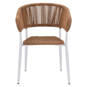 Garden chair/armchair Eulo aluminum in white-synthetic rattan in beige 55.5x63.5x78hcm Hm5783.12