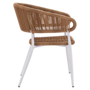Garden chair/armchair Eulo aluminum in white-synthetic rattan in beige 55.5x63.5x78hcm Hm5783.12