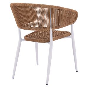 Garden chair/armchair Eulo aluminum in white-synthetic rattan in beige 55.5x63.5x78hcm Hm5783.12