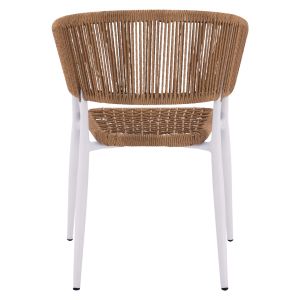 Garden chair/armchair Eulo aluminum in white-synthetic rattan in beige 55.5x63.5x78hcm Hm5783.12