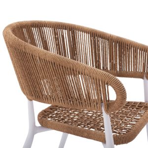 Garden chair/armchair Eulo aluminum in white-synthetic rattan in beige 55.5x63.5x78hcm Hm5783.12