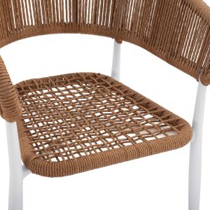 Garden chair/armchair Eulo aluminum in white-synthetic rattan in beige 55.5x63.5x78hcm Hm5783.12