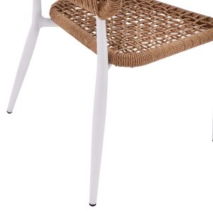 Garden chair/armchair Eulo aluminum in white-synthetic rattan in beige 55.5x63.5x78hcm Hm5783.12