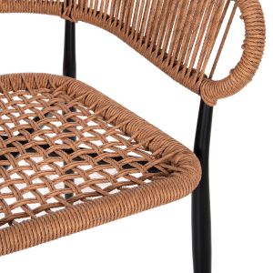 Garden chair/armchair Eulo aluminum black-synthetic rattan in beige 555x635x78hcm Hm5783,13