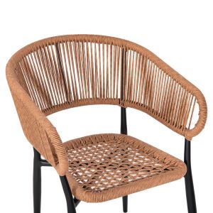 Garden chair/armchair Eulo aluminum black-synthetic rattan in beige 555x635x78hcm Hm5783,13