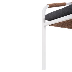 Garden chair/armchair Maerly aluminum in white-artificial rattan in dark brown-black cushions 55.5x62.5x85hcm Hm6051.01