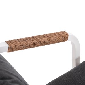 Garden chair/armchair Maerly aluminum in white-artificial rattan in dark brown-black cushions 55.5x62.5x85hcm Hm6051.01