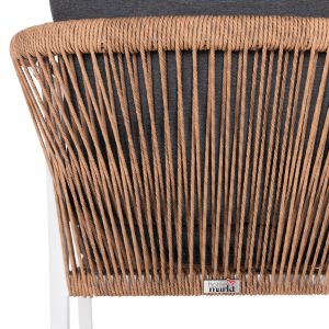 Garden chair/armchair Maerly aluminum in white-artificial rattan in dark brown-black cushions 55.5x62.5x85hcm Hm6051.01
