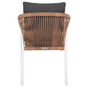 Garden chair/armchair Maerly aluminum in white-artificial rattan in dark brown-black cushions 55.5x62.5x85hcm Hm6051.01