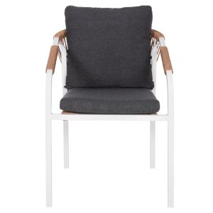 Garden chair/armchair Maerly aluminum in white-artificial rattan in dark brown-black cushions 55.5x62.5x85hcm Hm6051.01