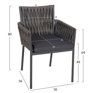 Garden chair/armchair Martin aluminum anthracite - synthetic rattan 56x56x80hcm Hm5564,12