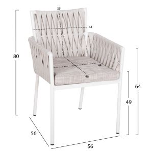 Garden chair/armchair Martin aluminum white - synthetic rattan Hm5564,11 56x56x80hcm