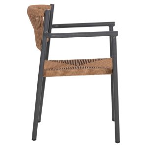 Garden chair/armchair Ster aluminum anthracite-artificial rattan in beige 55.5x53x78hcm Hm5786.12