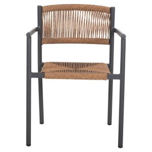 Garden chair/armchair Ster aluminum anthracite-artificial rattan in beige 55.5x53x78hcm Hm5786.12