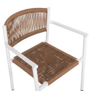 Garden chair/armchair Ster aluminum white-synthetic rattan in beige 55.5x53x78hcm Hm5786.11