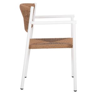 Garden chair/armchair Ster aluminum white-synthetic rattan in beige 55.5x53x78hcm Hm5786.11