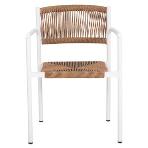 Garden chair/armchair Ster aluminum white-synthetic rattan in beige 55.5x53x78hcm Hm5786.11