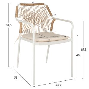 Garden chair/armchair Trotter aluminum white - beige artificial rattan-beige cushions Hm5865,12