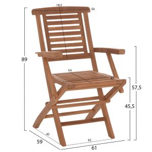Garden dining set Crander Hm21288 table and 6 dining chairs, foldable - teak wood