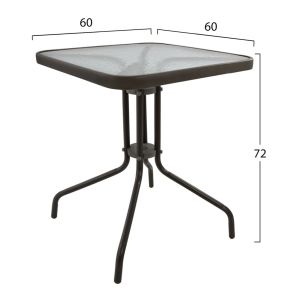 Garden dining set 3pcs Figo metal table and 2 folding chairs-brown Hm21036