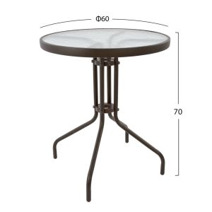 Garden dining set 3pcs Lima metal round table and 2 folding chairs-brown Hm21038