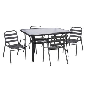 Garden dining set 5pcs Prelude gray metal and aluminum Hm21032