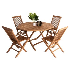 Garden dining set 5 pcs. foldable Kendall Hm11950 solid teak wood in natural color