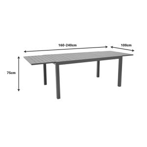 Garden dining set Azelie-lafla set of 7 pieces anthracite fabric-anthracite aluminum 160-240x100x75cm