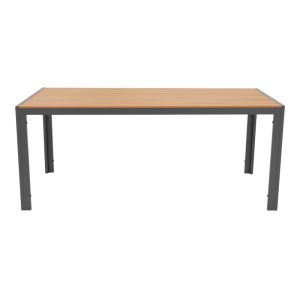 Garden dining set Mabu-nares 7 pieces made of aluminum in anthracite color and polywood in natural color 180x90x72.5cm