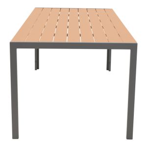 Garden dining set Mabu-nares 7 pieces made of aluminum in anthracite color and polywood in natural color 180x90x72.5cm