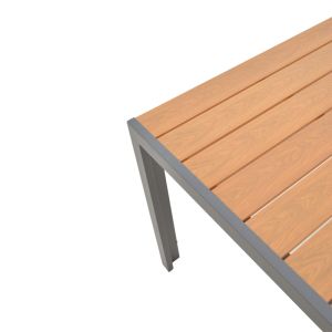 Garden dining set Mabu-nares 7 pieces made of aluminum in anthracite color and polywood in natural color 180x90x72.5cm