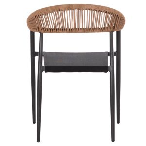 Berg Hm6284.02 garden dining chair, aluminum and textile in dark gray - Petwisted rattan 55x56x79hcm.