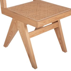 Garden dining chair Fredrik ash wood and natural rattan 45x55.5x83hcm